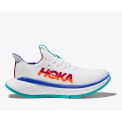 Zapatillas Running Hoka Carbon X 3 Blanco Azul Fuego Hombre