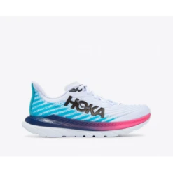 Zapatillas Running Hoka Mach 5 Blanco Azul Rosa Hombre